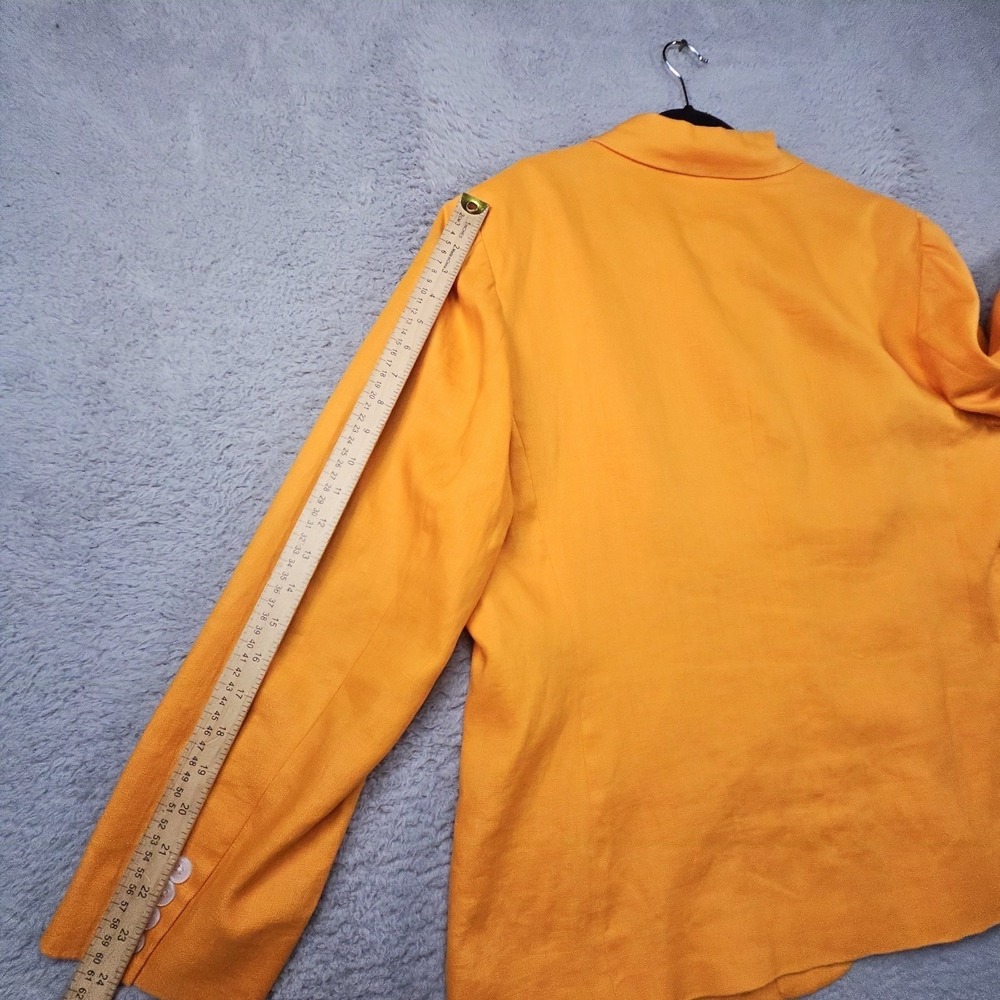 Ralph Lauren Linen Blazer Womens 18W Orange Old Money Coastal Career Prep Jacket - Picture 15 of 16
